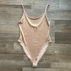 Forever21 Nude Velvet Bodysuit